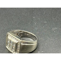 Mens 10ct White Gold Diamond Ring