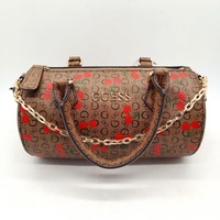 GUESS Anessa Cocoa Barrel Bag Crossbody Logo Print With Strap Tags