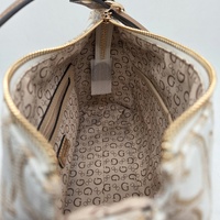 Guess Newport Cream Multi Shoulder Bag Handbag Logo Print MG143804