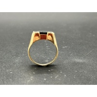 Mens 9ct Yellow Gold Black Onyx Ring