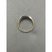 Mens 9ct Yellow Gold Diamond Band Ring