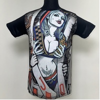 Queen of Hearts T-Shirt Hip Hop Urban Fashion Street Wear Black Size: M/L/XL/2XL [Size: M - 40in/102cm Chest]