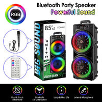 Dual 8.5'' Bluetooth Karaoke Party Speaker & Mic 1 Year Warranty NEW