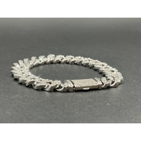 Unisex 925 Sterling Silver Iced Cuban Link Bracelet (NEW)