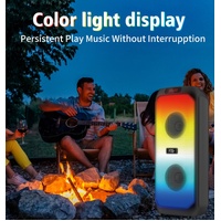 DJ Powered Karaoke Party Bluetooth Super Bass Dual 8 Inch 60W Speaker RGB Light