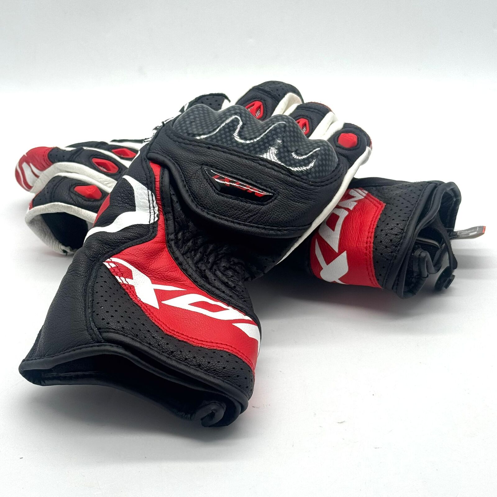 Ixon RS Circuit-R Gloves M Leather Racing Motorcycle Black White Red