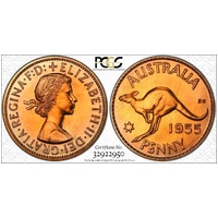 1955(m) PCGS PR62RD Australian Proof Penny Melbourne Mint Collectable Coin