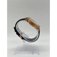 Brandon Ellis x Uncle Jack Unisex Black Gold Rose Leather Band Watch