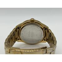 Elite Ladies Gold Tone Stone Set Watch Model 5080035 Fashion Timepiece