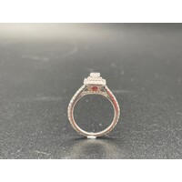 Ladies Solid 14k White Gold Diamond Ring Set Fine Jewellery Size UK K