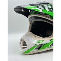 THH TX-12 Motocross Helmet Size L (Y) Strike White Green Off Road Bike