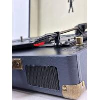 Flea Market Suitcase Turntable (Navy) Vintage Style 3 Speeds Auto-Stop Portable
