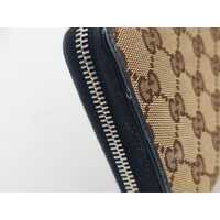 Gucci Beige/Brown GG Canvas and Leather GG Twins Zip Around Wallet (Pre-owned)