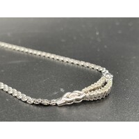 Ladies 14ct White Gold Fancy Link Diamond Necklace (Pre-Owned)