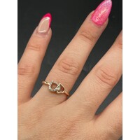 Ladies 10ct Yellow Gold Double Heart Ring (Pre-Owned)