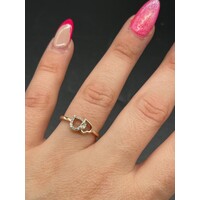 Ladies 10ct Yellow Gold Double Heart Ring (Pre-Owned)