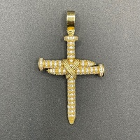 Unisex 18ct Yellow Gold Cubic Zirconia Cross Pendant