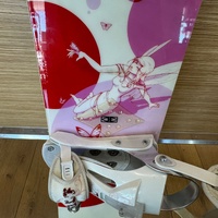 Hammer Hyleyn 147cm Ladies Snowboard with Bindings JM Rodot Art Pink White