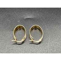 Ladies 10ct Two Tone Oval Hoop Earrings (Pre-Owned)