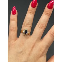 Ladies 14ct Yellow Gold Diamond and Blue Sapphire Ring (Pre-Owned)