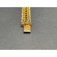 Unisex 14ct Yellow Gold Double Curb Link Diamond Bracelet (Pre-Owned)