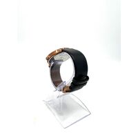 Christian Paul Rose Gold Stainless Steel Marble Finish Black Leather Band Watch