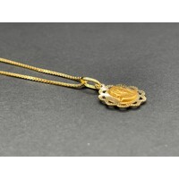 Unisex 18ct Yellow Gold Box Link Necklace & Pendant (Pre-Owned)