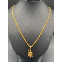 Unisex 22ct Yellow Gold Double Cable Link Chain & Pendant Necklace (Pre-Owned)