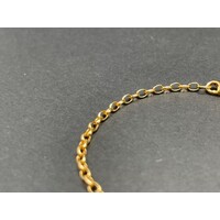 Ladies 9ct Yellow Gold Belcher Link Heart Charm Bracelet (Pre-Owned)