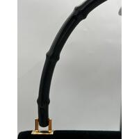 Gucci Top Flap Suede Bamboo Handle Handbag for Women in Black Finish