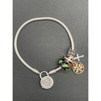 Ladies 925 Sterling Silver Snake Link Charm Bracelet (Pre-Owned)