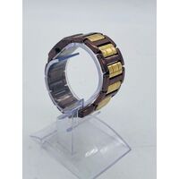 Elite Ladies Brown Yellow Vintage Quartz Metal Band Analog Watch