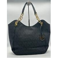 Michael Kors Ladies Handbag Black E-1206 Gold Plated Medallion with Dust Bag
