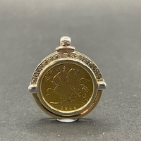 Unisex 22ct Yellow Gold Half Sovereign Pendant
