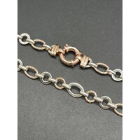 Ladies 9ct Two Tone Gold Fancy Link Necklace