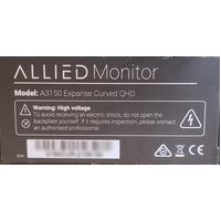 Allied A3150 Expanse 31 Inch QHD 1440P 165Hz Refresh Rate Curved Gaming Monitor