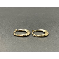 Ladies 9ct Yellow Gold Oval Hoop Earrings