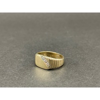 Childs 9ct Yellow Gold CZ Signet Ring