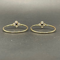 Ladies 18ct Yellow Gold Round Hoop Flower Earrings
