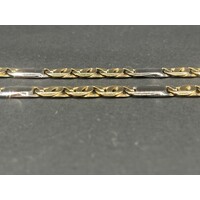 Unisex 9ct Two Tone Gold Anchor Link Necklace with Crucifix Pendant