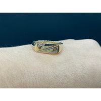 Mens 9ct Yellow Gold Signet Diamond Ring