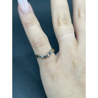 Ladies 9ct Yellow Gold Blue Gemstones and Diamonds Ring