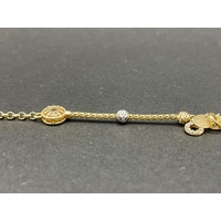 Ladies 18ct Yellow Gold Box Link Charm Bracelet