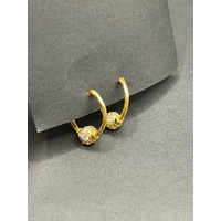 Ladies 21ct Yellow Gold Cubic Zirconia Hoop Earrings
