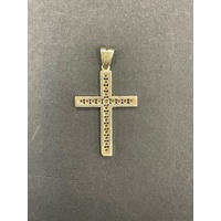 Unisex 9ct Yellow Gold Diamond Cross Pendant
