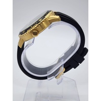 Guess W1174G4 Mens Gold Tone Black Rubber Strap Watch Sporty Chronograph