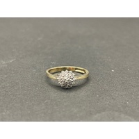 Ladies 9ct Yellow Gold Diamond Cluster Ring