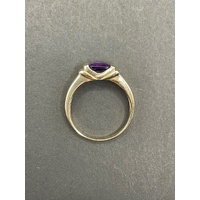 Ladies 9ct Yellow Gold Purple Gemstone Ring