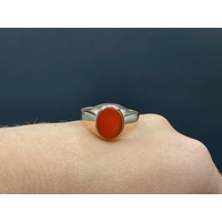 Mens 9ct Yellow Gold Amber Gemstone Ring
