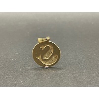Unisex 9ct Yellow Gold Round Pisces Pendant